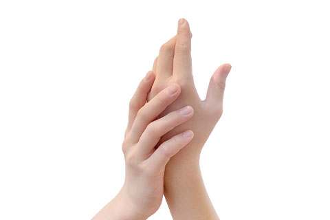 手の平と足の裏を拭く